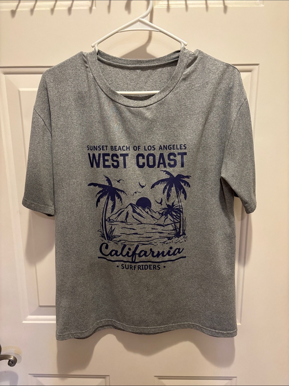 West Coast California Graphic Tee - Grey with Navy Print